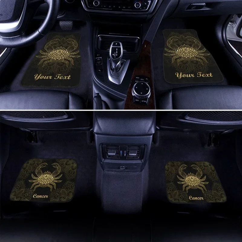 Personalized Cancer Car Floor Mats Custom Zodiac Sign Cancer Car Accessories Gifts Idea 4PCs Pack