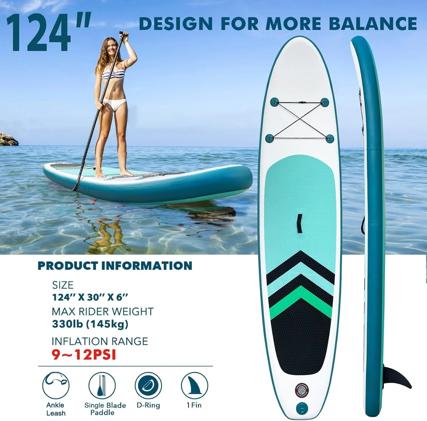 

Inflatable Stand Up Paddle Board (6’’ Thick) with Premium SUP Accessories&Bag,Bottom Fin for Paddling,Surf Control,Hot Sale