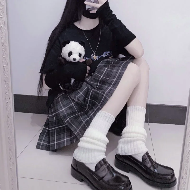 Lolita Long Socks Women's Leg Warmers Knitted Warm Foot Cover White Arm Leg Warmer Ladies Autumn Winter Crochet Socks Boot Cuffs