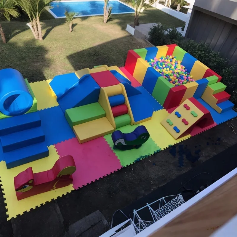 Multi-color Foam Soft Play Set Toddler Climber Tunnel Arch 6FT Ball Pit Indoor Playground for Kids Daycare Party Event Rental