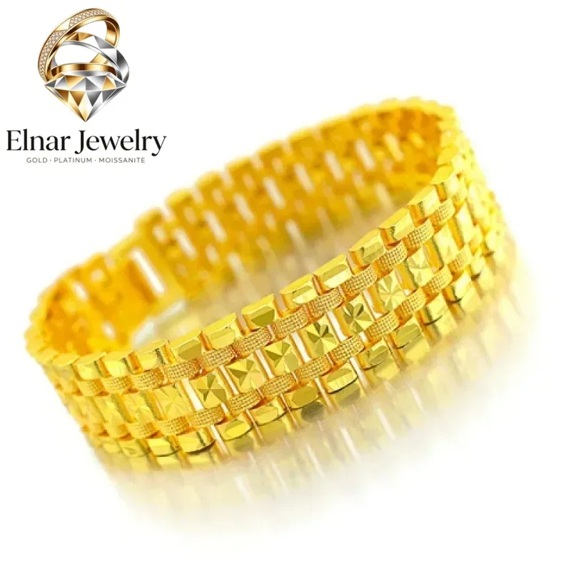 Elnar Jewelry 24K Real Gold 9999 Men's Dragon Row Bracelet, Ideal as a Gift for Dad or Boss, from Reputable Gold Shop