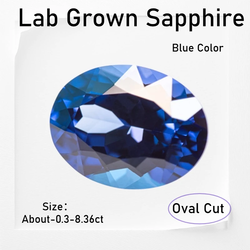 

S-Lab Grown Sapphire Oval Cut Blue Color Gems High Quality Low Cost For Jewelry Setting&Custom Design Selectable Certificate