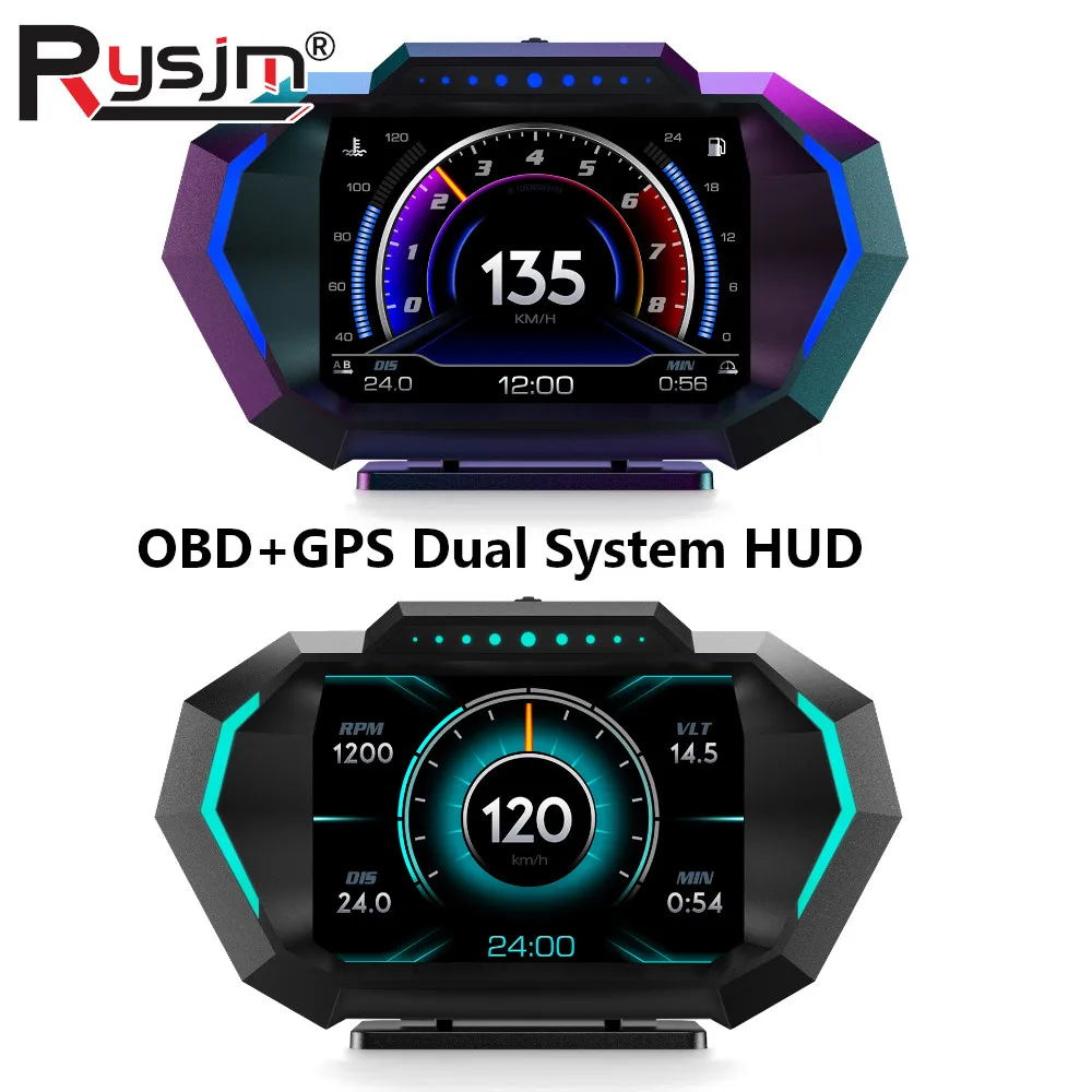 

Новый автомобильный проекционный дисплей P24 HUD Дисплей OBD2 GPS Двойная система Ускоренный тест Автомобильный датчик Спидометр Функция сигнализации напряжения в минуту