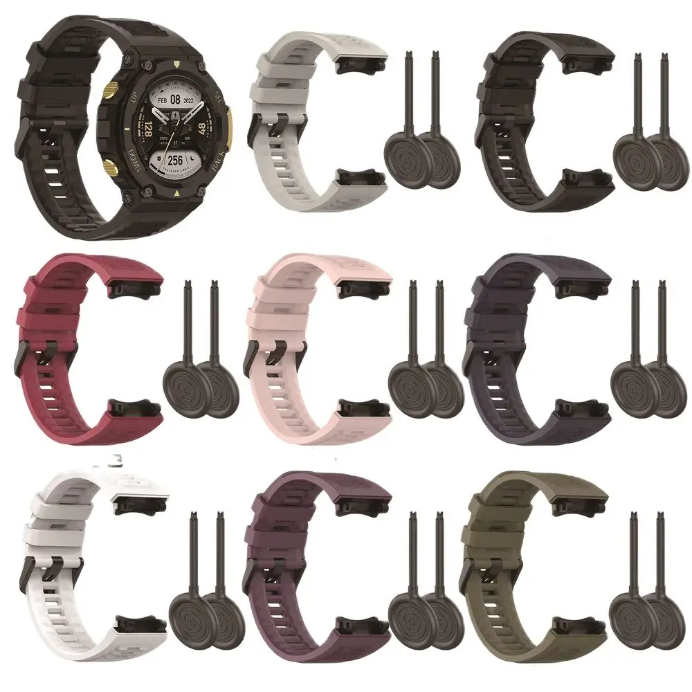 Silicone WatchStrap para Huami Amazfit T-Rex 2, pulseira de relógio inteligente, pulseira inteligente, correia, moda