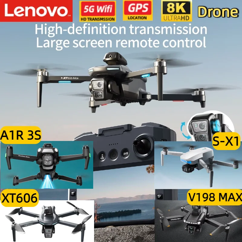 

Lenovo True GPS 8K Drone V198 MAX XT606 A1R S-X1 WiFi RC Quadcopter with Obstacle Avoidance Dual FPV