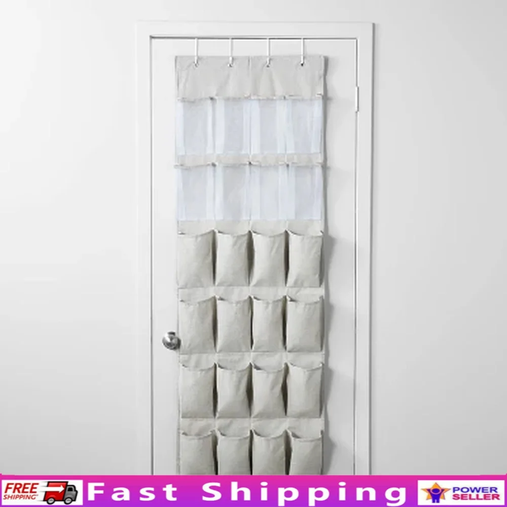 

Over The Door 24 Pocket Mesh Shoe Organizer Hanging Storage Solution Shoes Accessories Easy Access No Assembly Required