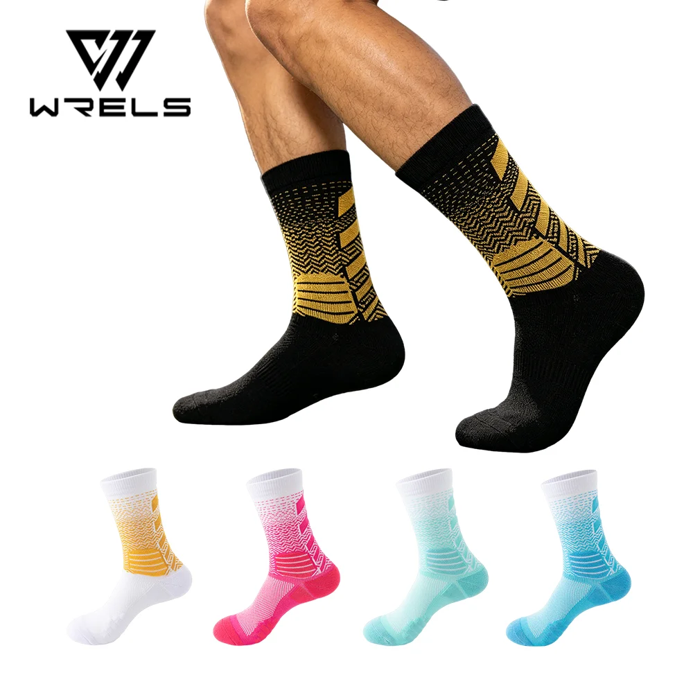 WRELS 1/2/3 pair Compression Running Athletic Anti-Blister Socks Moisture-Wicking Breathable Cushioned Running Sports Socks