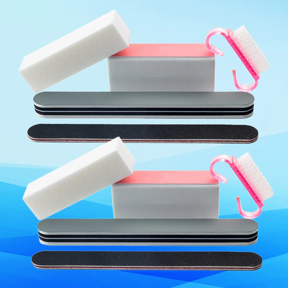 

2pcs Files Polishing Buffer Set Professional Sanding Bar For Manicure Pedicure Acrylic Natural Nails Round Stick Nail Art Tools