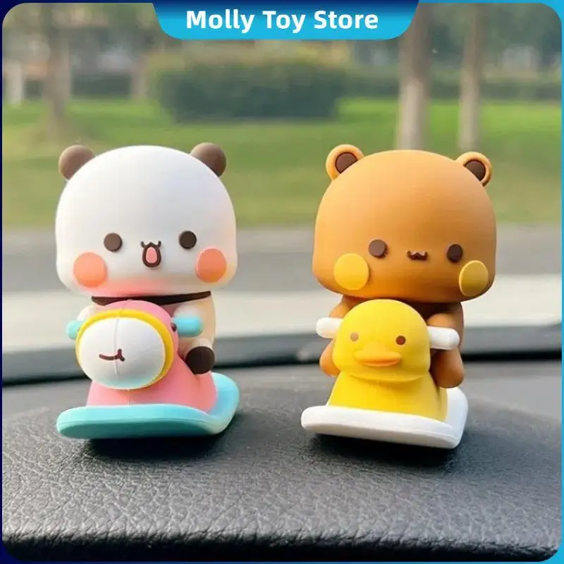 Cute Kawaii Bubu Dudu Panda Bear Figure Cartoon Exciting Bear Miniatures Collectible Animal Toy Car Ornament Home Derocation