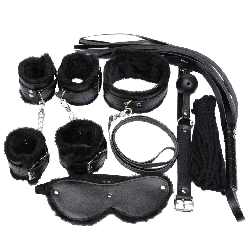 SM Seven Piece Set Female Slave Bondage Couple Game Sex Toys BDSM Kit Adult Sex Toys Handcuffs Whiplash Whiplash Sex Toys