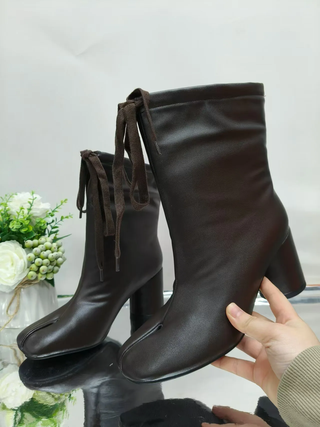 Western black pocket ankle boots for women med thick platform punk chelsea boots leather bottine femme motorcycle woman shoes