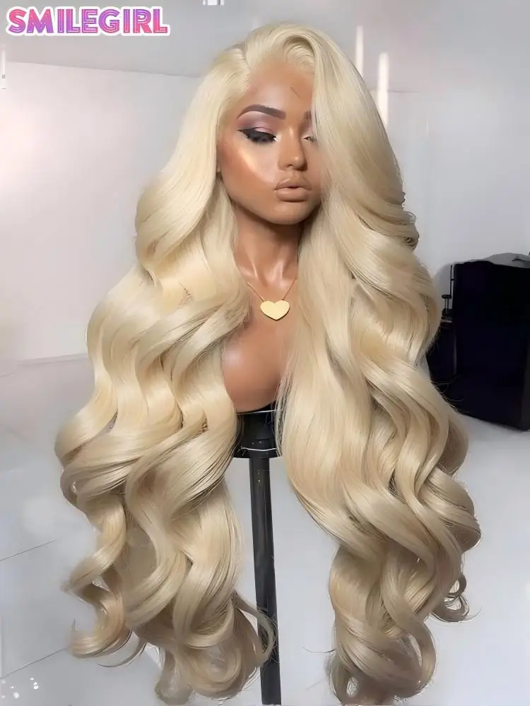 

613 Blonde 13X6 Hd Transparent Lace Frontal Human Hair Wigs Body Wave Lace Front Wigs Pre Plucked 260 Density For Women 34 Inch