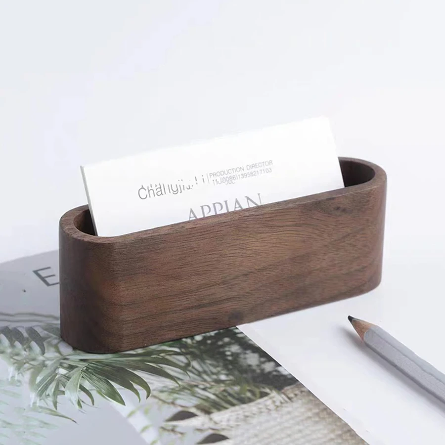 Visitenkartenhalter aus Holz, Notizhalter, Präsentationsständer, Kartenhalter, Bürobedarf, Schreibwaren, Schreibtischzubehör, Aufbewahrungsbox