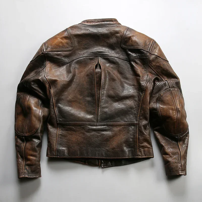 Top 2025 Brand Men's Luxury Horsehide Jacket Super Quality 1.6mm Thick Genuine Leather Coat Vintage Leather Cloth
