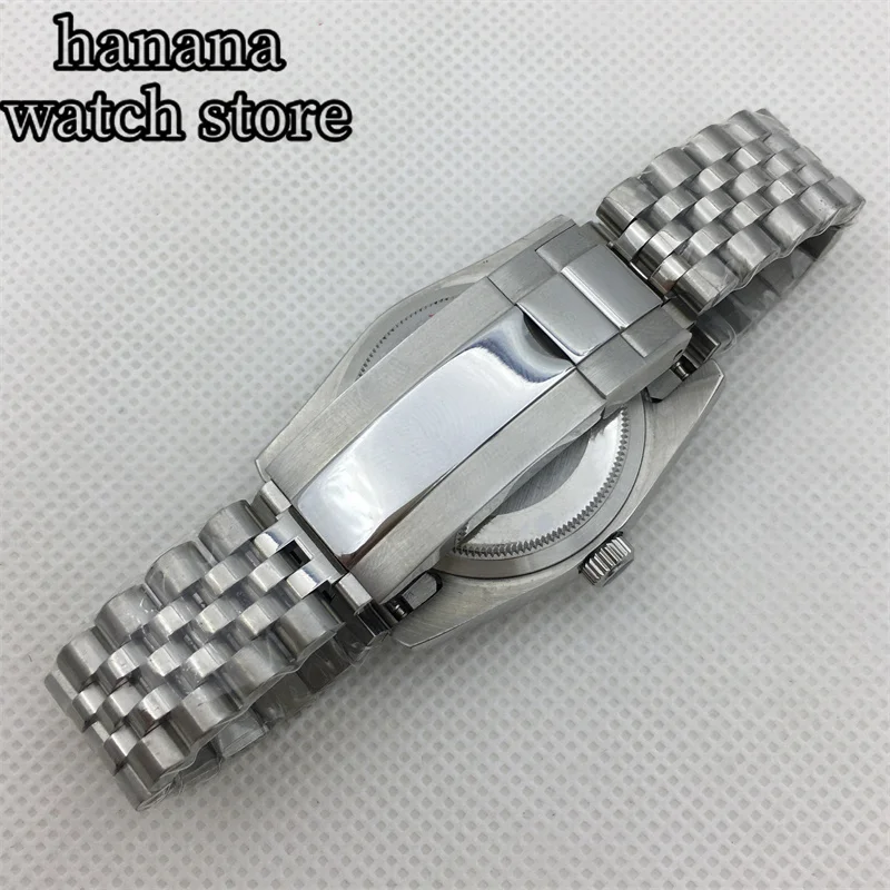 36 мм 39 мм золотой безель, белый циферблат, зеленый светящийся NH35, автоматический механизм, мужские часы, браслет из нержавеющей стали, сапфировое стекло