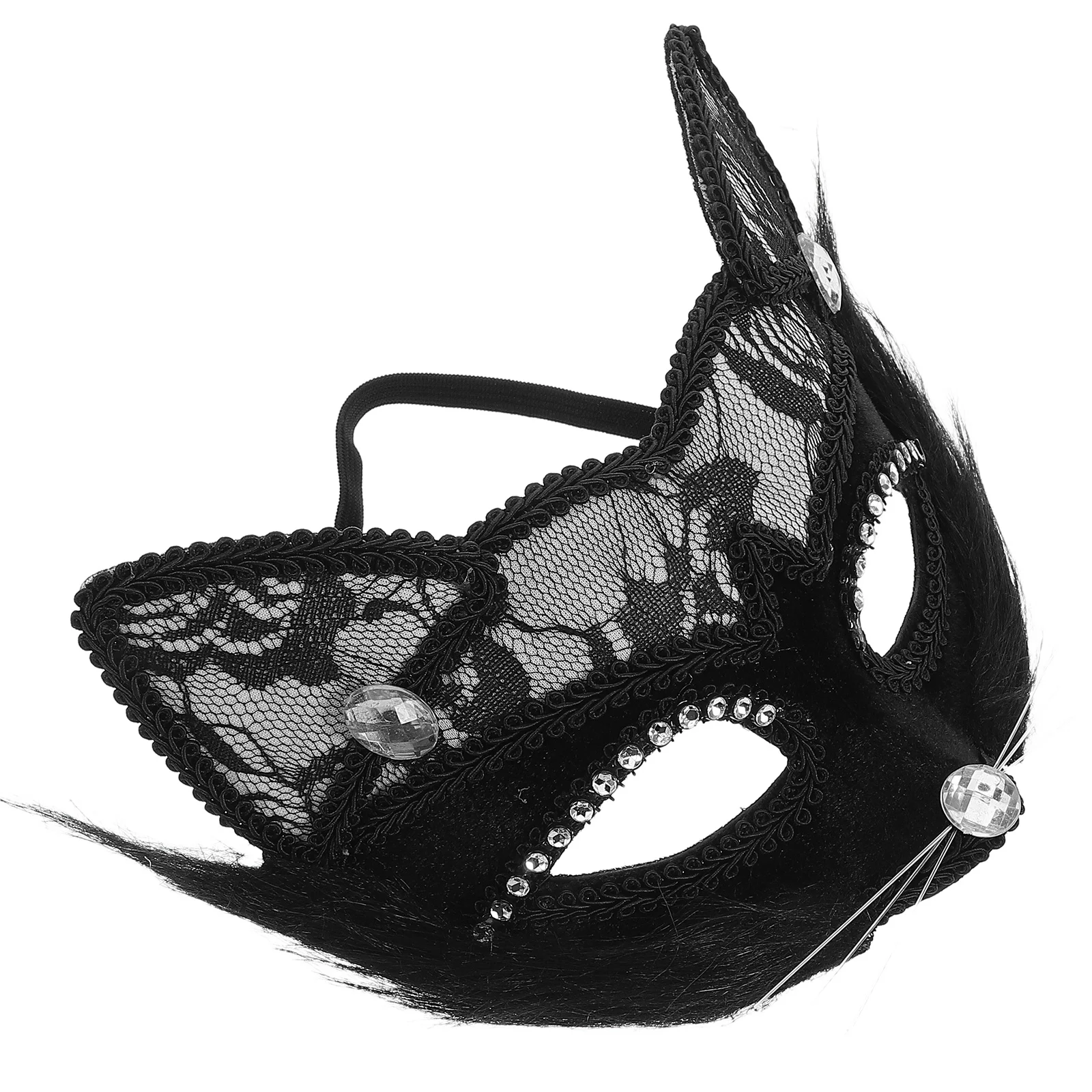 Elegante máscara de gato de renda preta para homens mulheres masquerade traje festa de halloween máscara facial festival acessório máscaras de gato para adultos