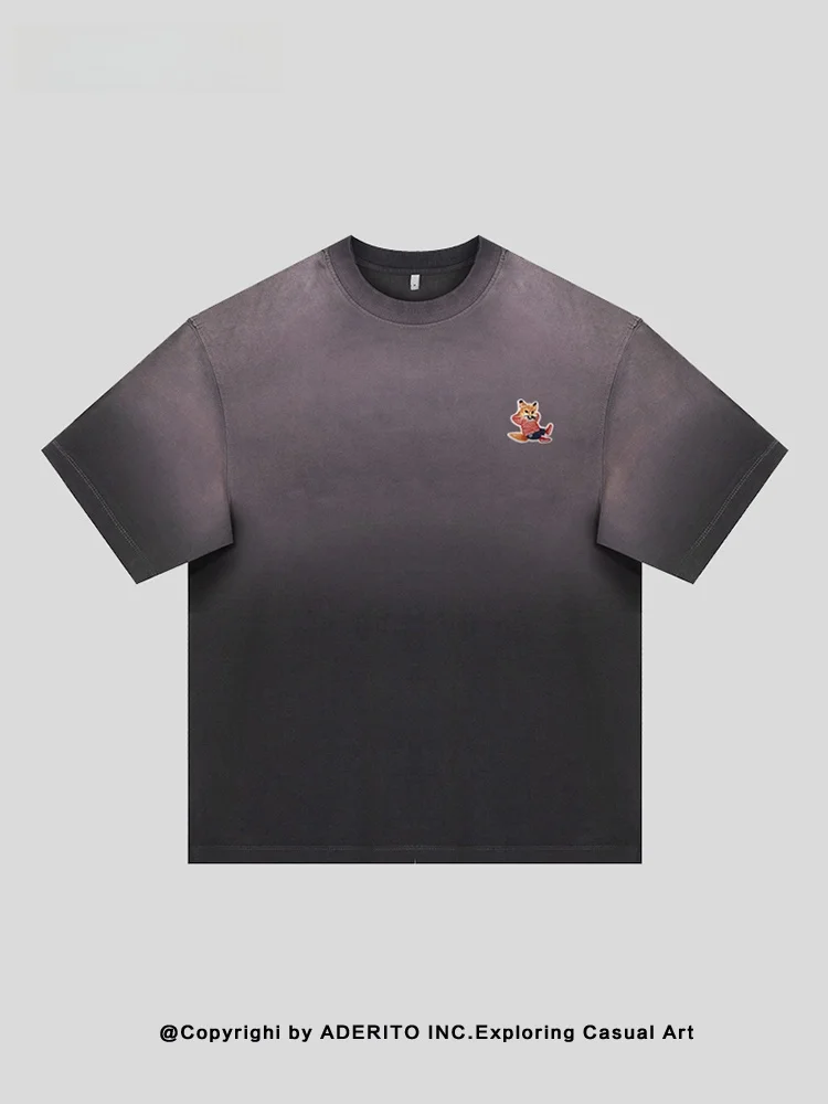 

Ретро-футболка с американской вышивкой, свободного кроя, из чистого хлопка, мужская летняя, дышащая, удобная, молодежная, модная.