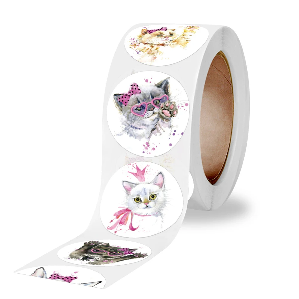 Animal Reward Adesivos para Crianças, Adesivo de Motivação Divertida, Gato e Cão Adesivo, Incentivo do Professor da Escola, Papelaria Estudante, 1 ", 500Pcs