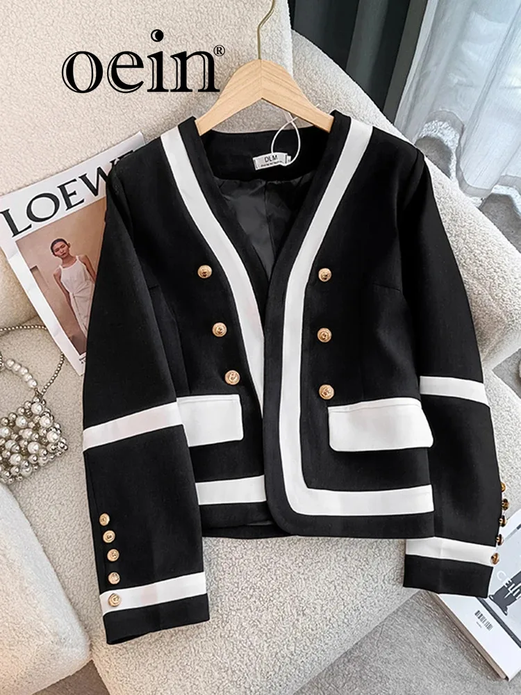 

[oein] Style High-end Design Black Suit Small Fragrant Style Jacket For Women In Spring And Autumn 2024 Autumn Blazer Fashion