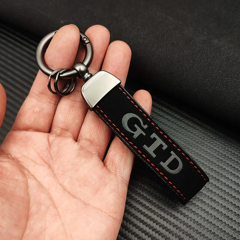 2026 Hot For Volkswagen VW Luxury Suede Leather Car Keychain For VW Golf 4 5 6 7 2 1 MK2 MK4 MK6 MK7 R32 GTD R Line Jetta GLI TS view 3