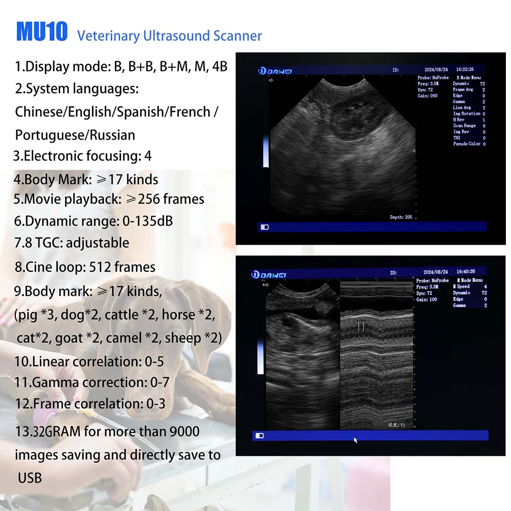 Portable Veterinary Ultrasound Machine Laptop Vet Pregnancy Scanner 7.5MHz Linear Probe for Dog Cat Rabbit Small Animal