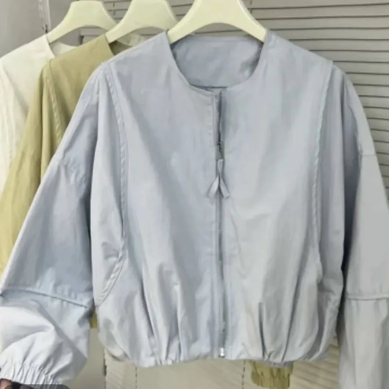 Women's Spring Autumn Zipper Round Neck Top Jacket Baseball Jersey Short Casual Design Premium Comfortable Versatile Trend Brand