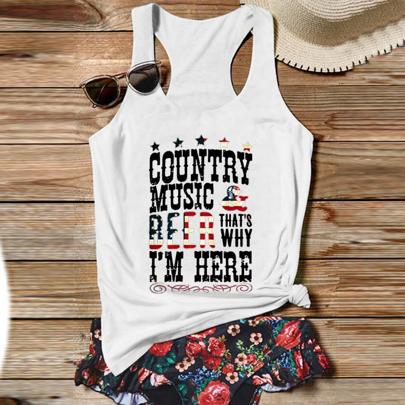 

Country Music and Beer That's Why I'm Here Tank Tops Women's Festival and Lightweight Tanks Country Concert Tank Gothic Top