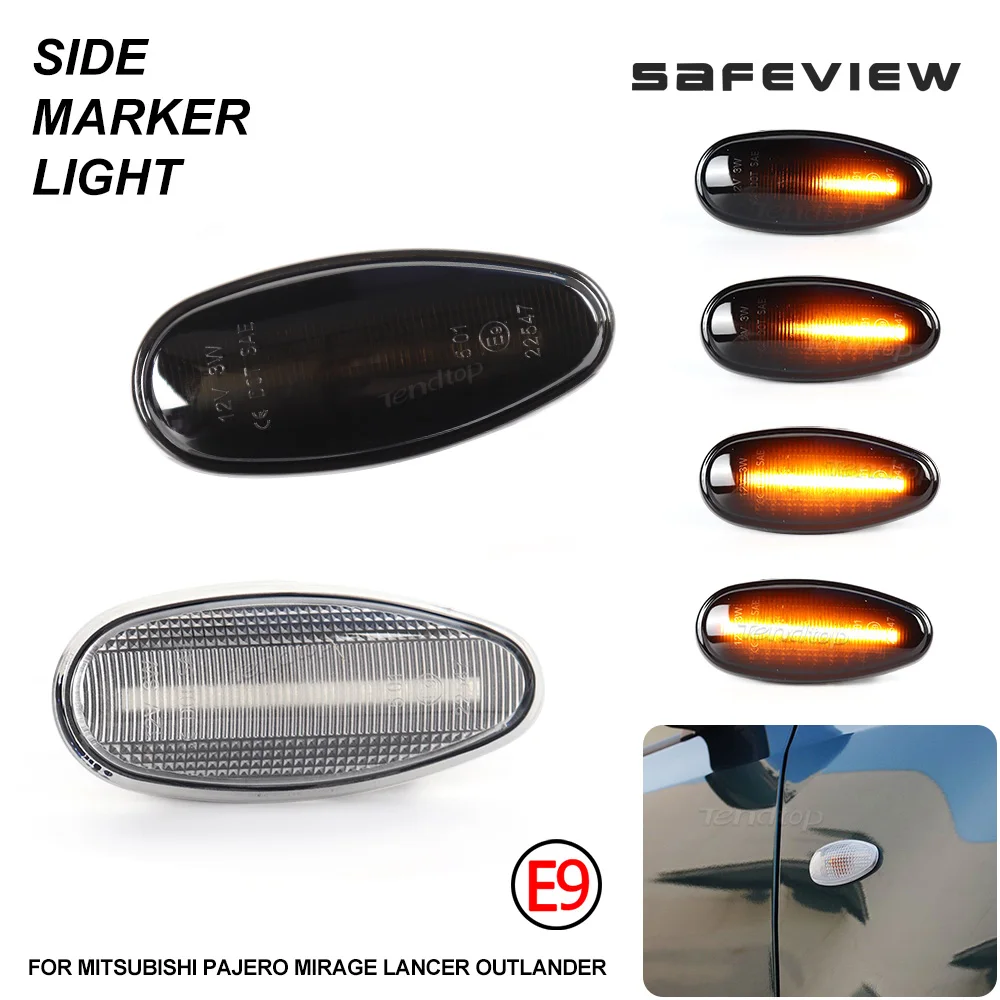 2Pcs Sequential Flashing LED Turn Signal Side Marker Light  For Mitsubishi Pajero Shogun 3 Sport K9 Galant Outlander Lancer