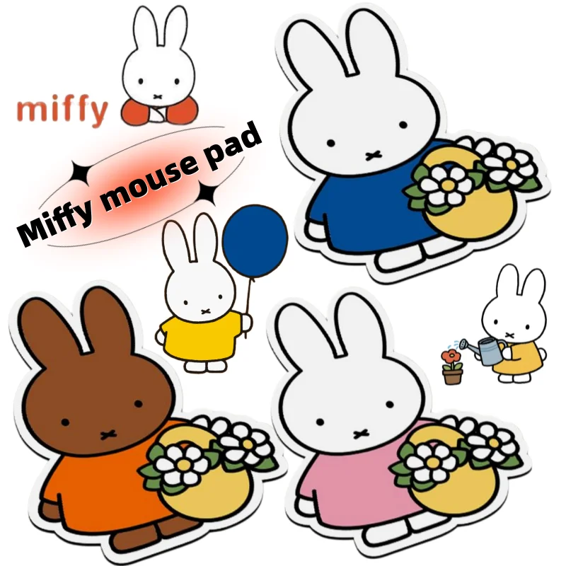 

Miffy rabbit anime cartoon pattern mouse pad cute portable small irregular creative non-slip soft mat girlish keyboard mat Gift