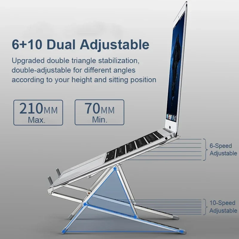 Imagem -03 - Suporte Portátil Ajustável para Laptop Suporte para Notebook Macbook Pro Computer Base Riser Suporte de Refrigeração