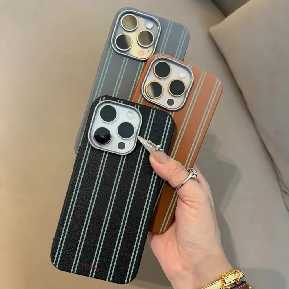 Green Line Soft Phone Case For Samsung S25 S24 Ultra S23 S22 S21 Plus FE For Galaxy A55 A54 A56 A36 A57 5G Luxury Cute INS Funda
