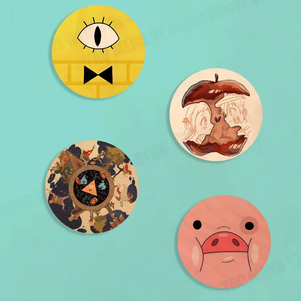 Cartoon G-Gravity F-Falls Anime Wood Coaster Mug Tea Coffee Cup Pad Heat Resistant Placemats Tableware Decor