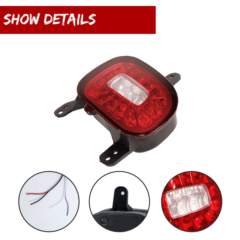 Refletores de para-choque traseiro com lente fumaça, led vermelho/branco, luzes de neblina, com luzes de backup para 2015 ~ 2019 jeep renegade
