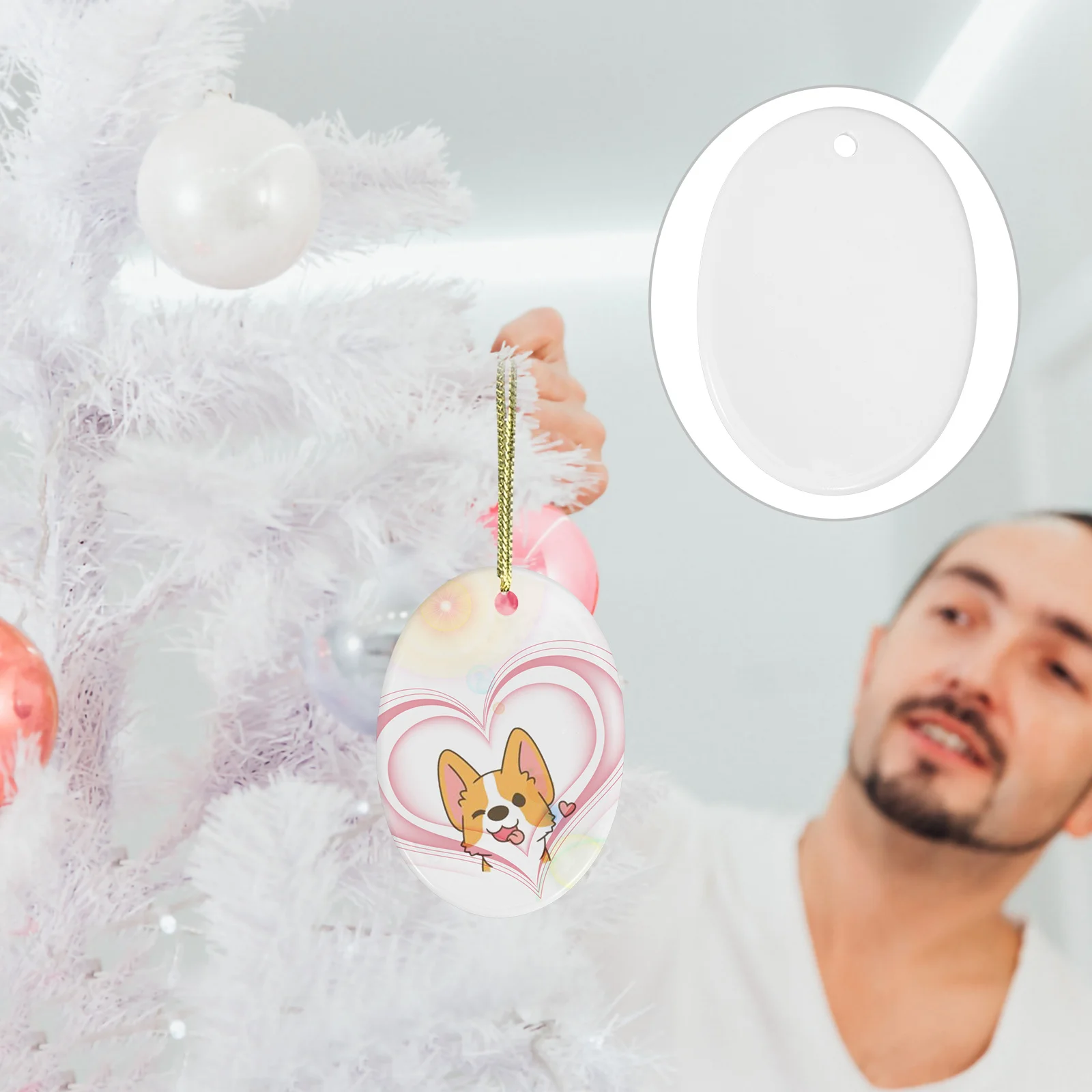 

Sturdy Ceramic Disc Ornament DIY Blank Sublimation Xmas Tree Pendant Christmas Home Hanging Decor Sublimation Ornament Blanks