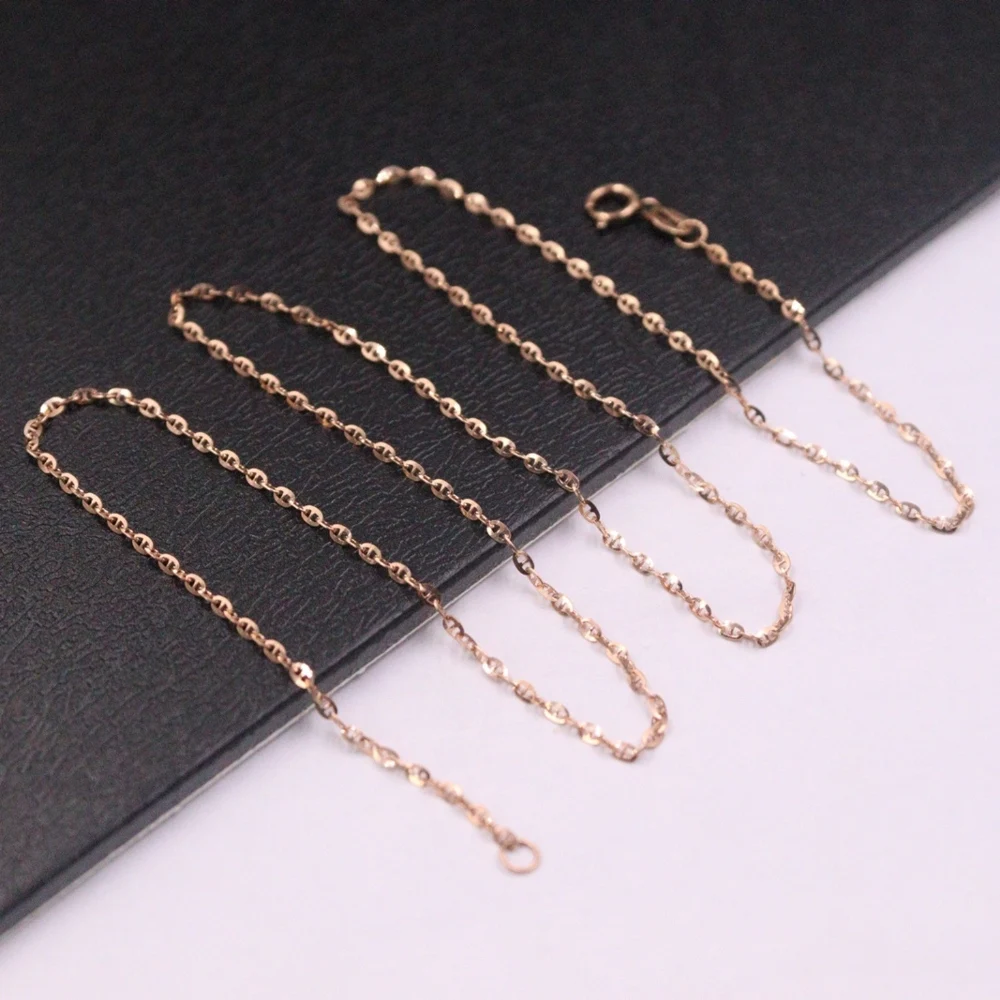 

Real Pure 18K Rose Gold Chain Women Gift 1.4mm Anchor Link Necklace 1.7g /45cm