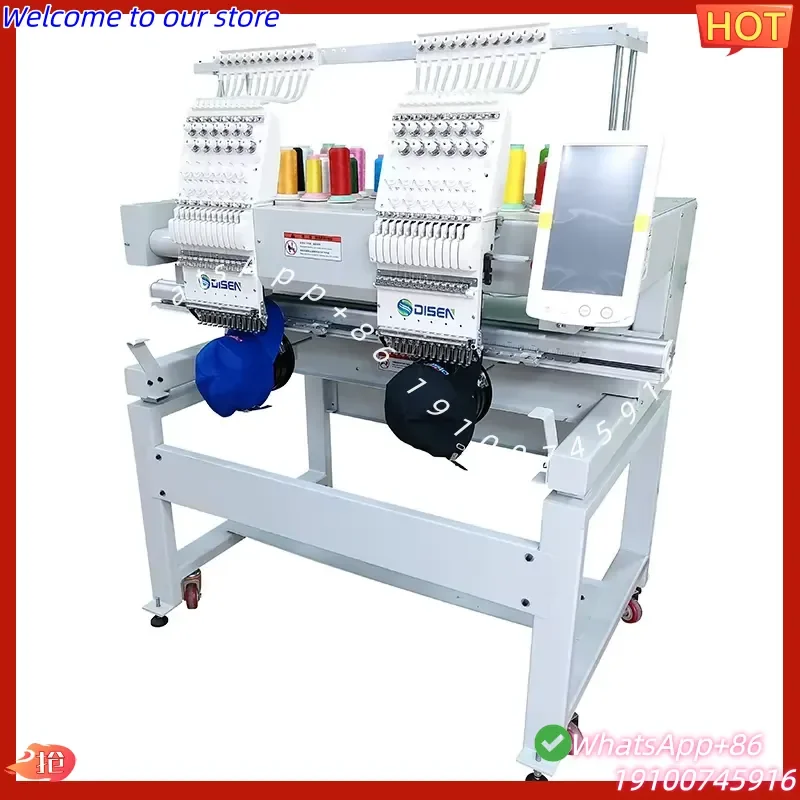 2026Hot Low Price Automatic Digital 9 12 15 Needles 2 Head Embroidery Sewing Machine Computerized Embroidery Machine for Hat