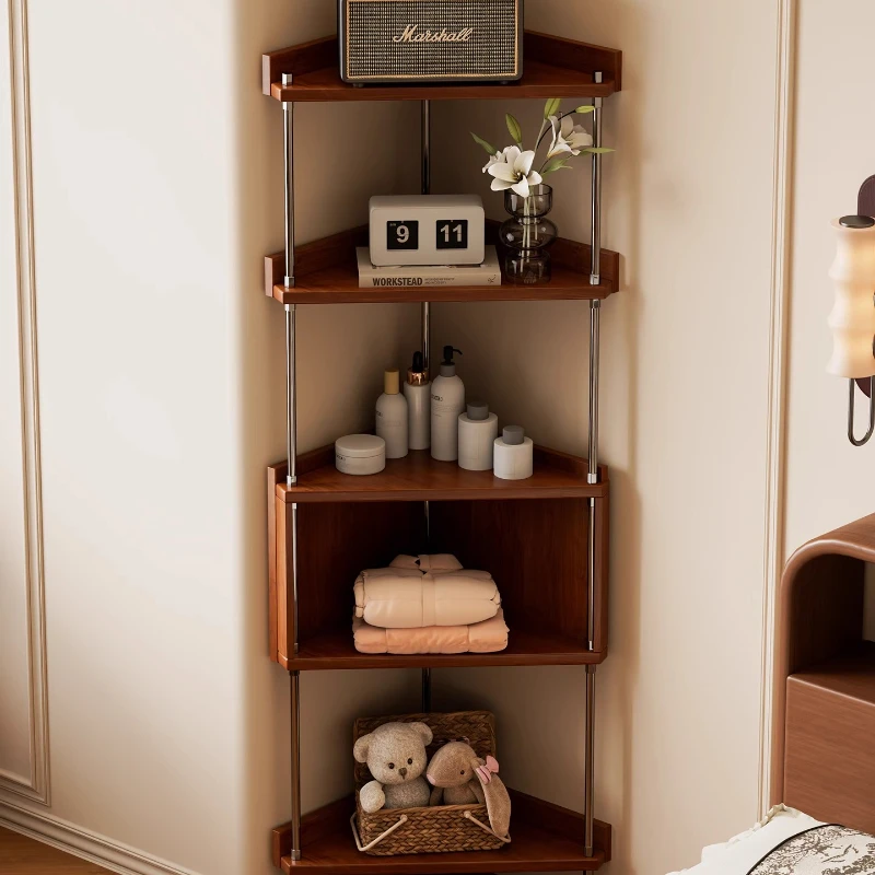 Solid wood corner rack Floor DIY corner display Triangle cabinet Corner cabinet Storage rack Storage cabinet