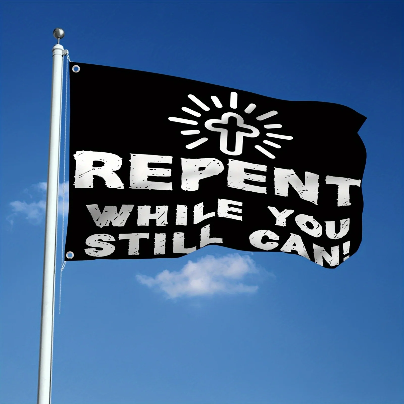 Repent While You Still Can Christian Flag Durable Polyester Religious Banner Outdoor Indoor 3x5FT 4x6FT