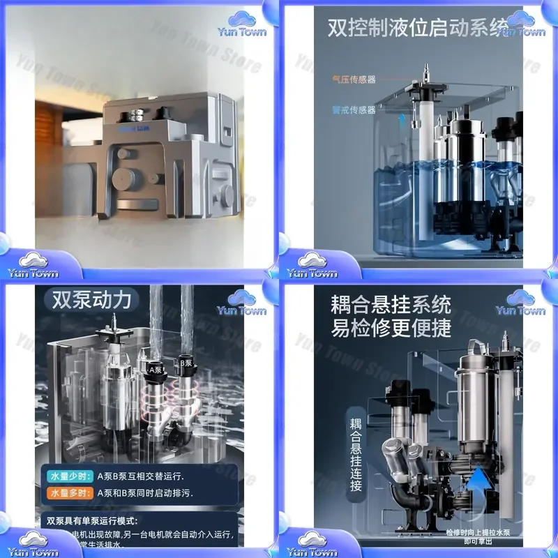 for Basement Sewage Lift Pump for Household Villa Bathroom Toilet Kitchen Automatic Integrated Wastewater Transfer Pump