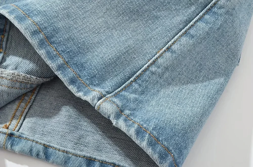 تنورة جينز قصيرة غير متماثلة بخصر منخفض للنساء، أزياء الشارع العصرية بلون واحد وتصميم على شكل حرف A