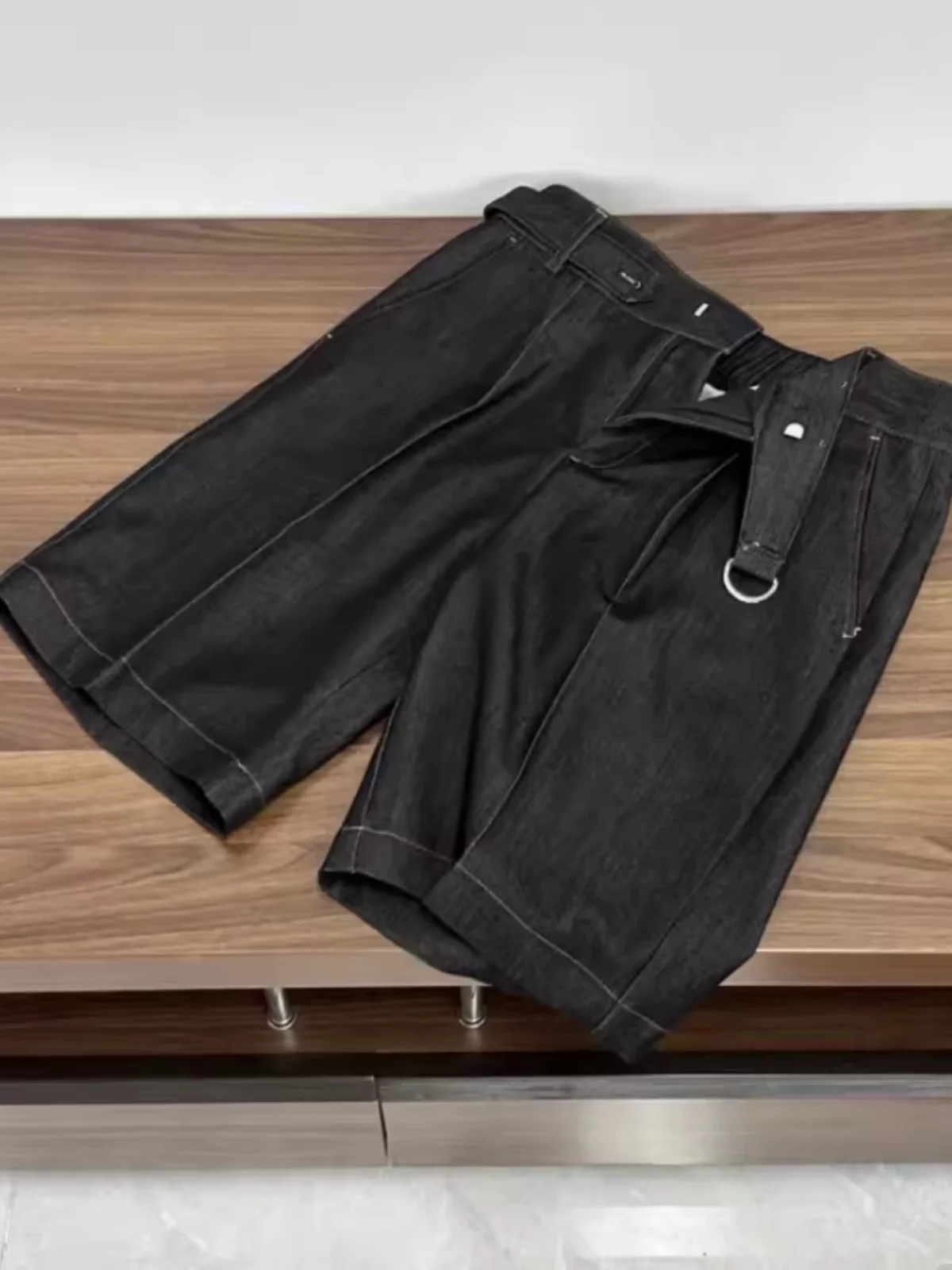 

Мужские модные тонкие джинсовые шорты прямого кроя, летние шорты-бермуды с завышенной талией