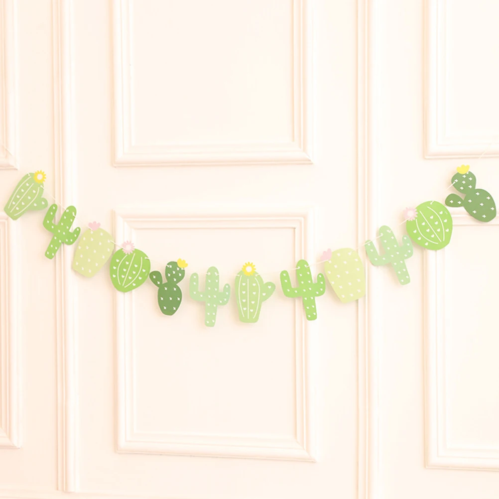 

2 Pcs Tropical Party Banner Party Decoration Banners Happy Summer Pull Flag Cactus Ice Cream Banner Tropical DIY Decor