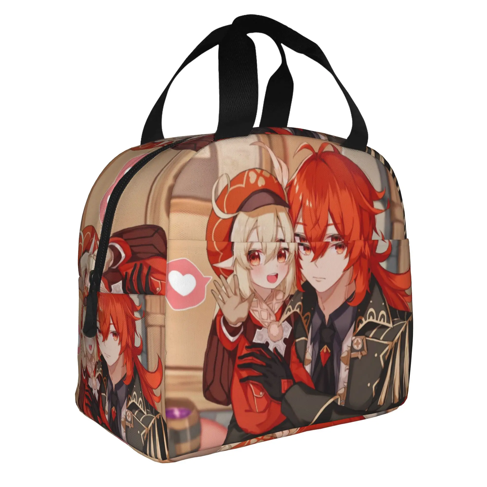 Anime Genshin Impact Insulated Lunch Bags for Women Manga Kawaii  Resuable Cooler Thermal Food Lunch Box School