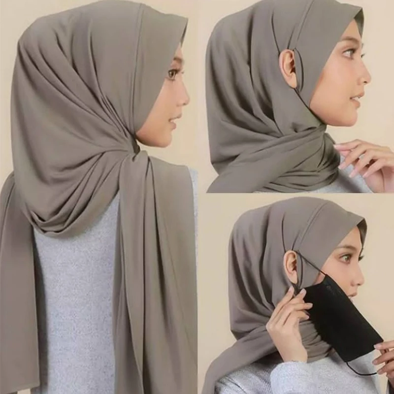 Stylish Velvet Veil With Muslim Women\'s Ear Holes Beauty And Easy To Knot Can Be Worn With A Mask For Comfort And Simplicity