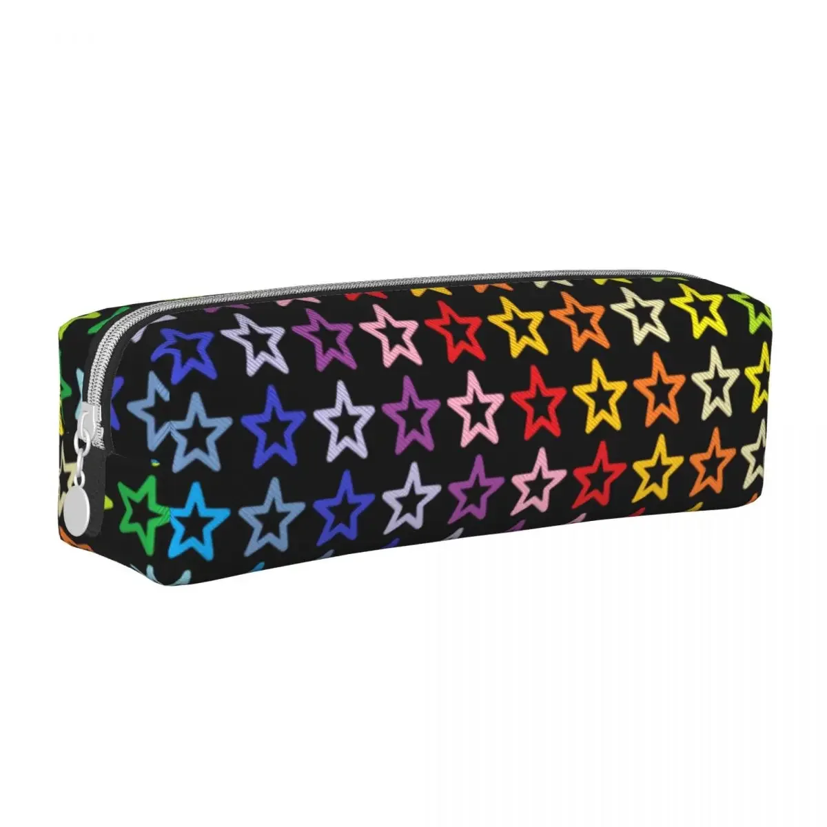 Broader Rainbow Square Pencil Case Outline Stars Print Teens Simple Leather Pencil Box School Zipper Pen Pouch