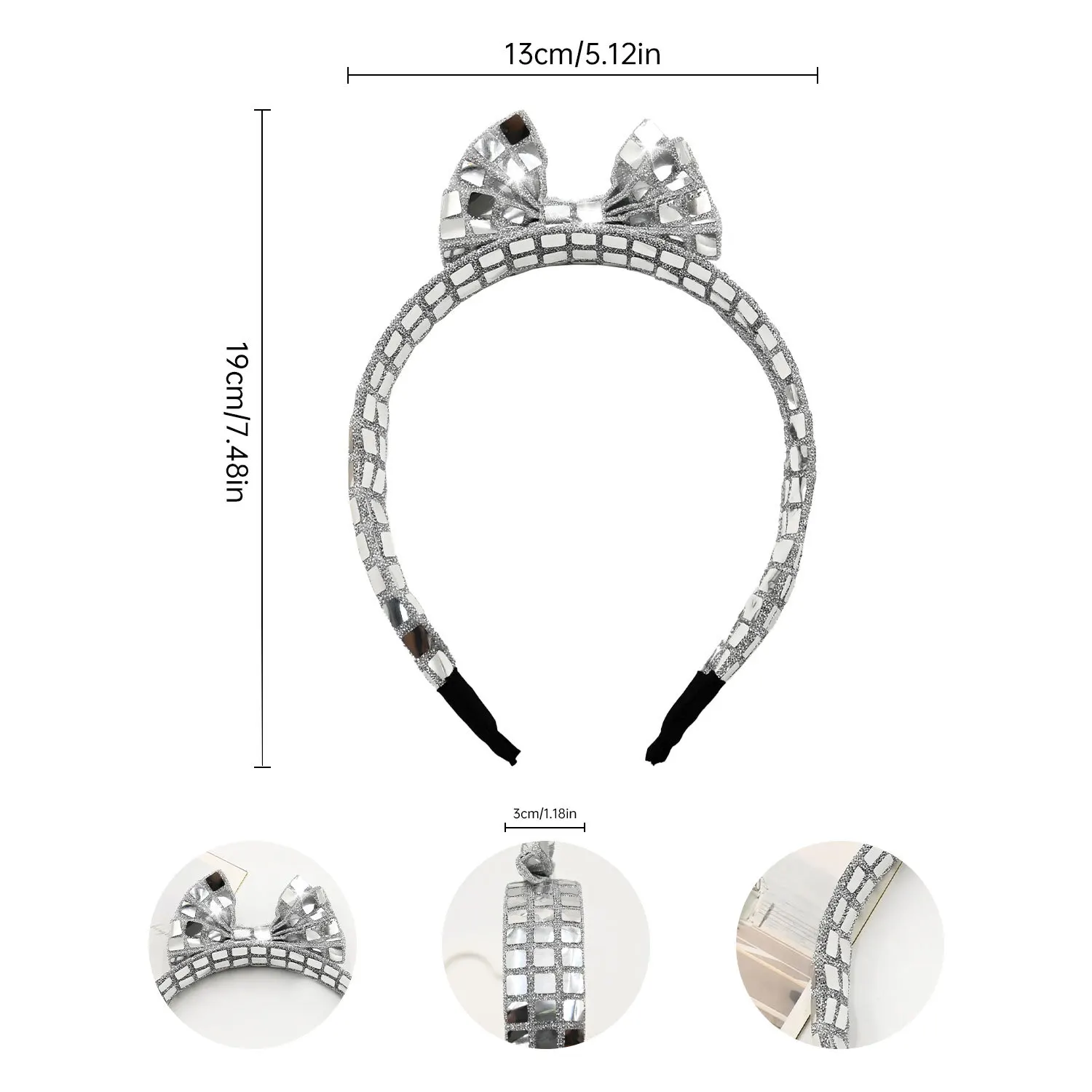 Fabric Square Sequin Headband for Women Light Luxury Hair Hoop Elegant Headpiece Hair Accessory for Daily Wear view 4