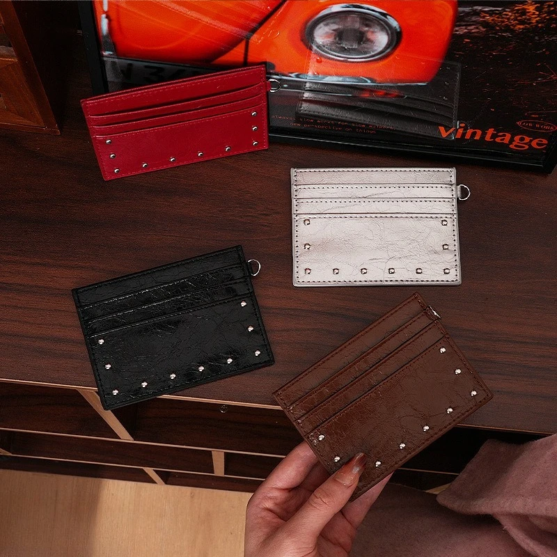 Mini Slim Card Holder Women, Ultra Thin Multi Card Slot Wallet, Small Purse with Zipper, RFID Blocking, Leather Card Case
