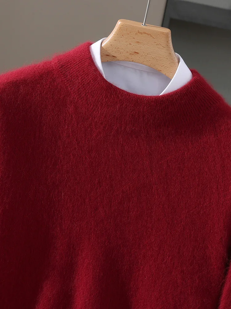 

TLOML Новый мужской свитер из 100% норкового кашемира, однотонный пуловер с воротником-стойкой, умный повседневный мягкий теплый осенне-зимний норковый кашемировый базовый топ