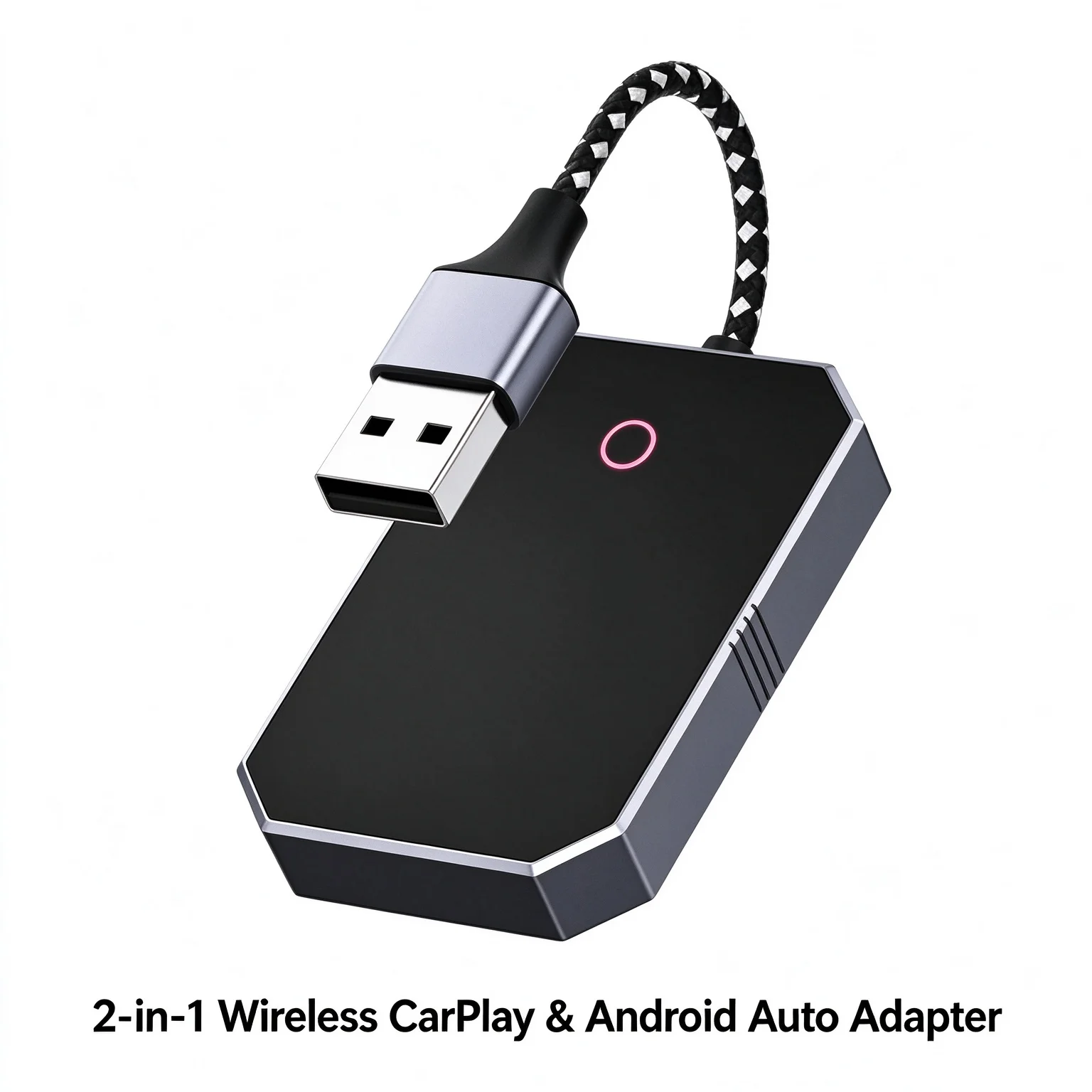 2 in 1 Wireless CarPlay Android Auto Adapter Wired to Wireless CarPlay Dongle USB Plug and Play for Factory Wired CarPlay Cars