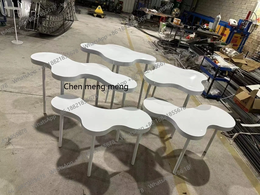 Wedding props Wave wrought iron dessert table five-piece flower set ornament flower stand stage ornament